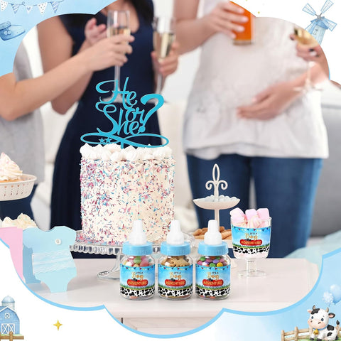 Tondiamo 48 Pcs Cowboy Baby Shower Mini Bottle Favors with Sticker