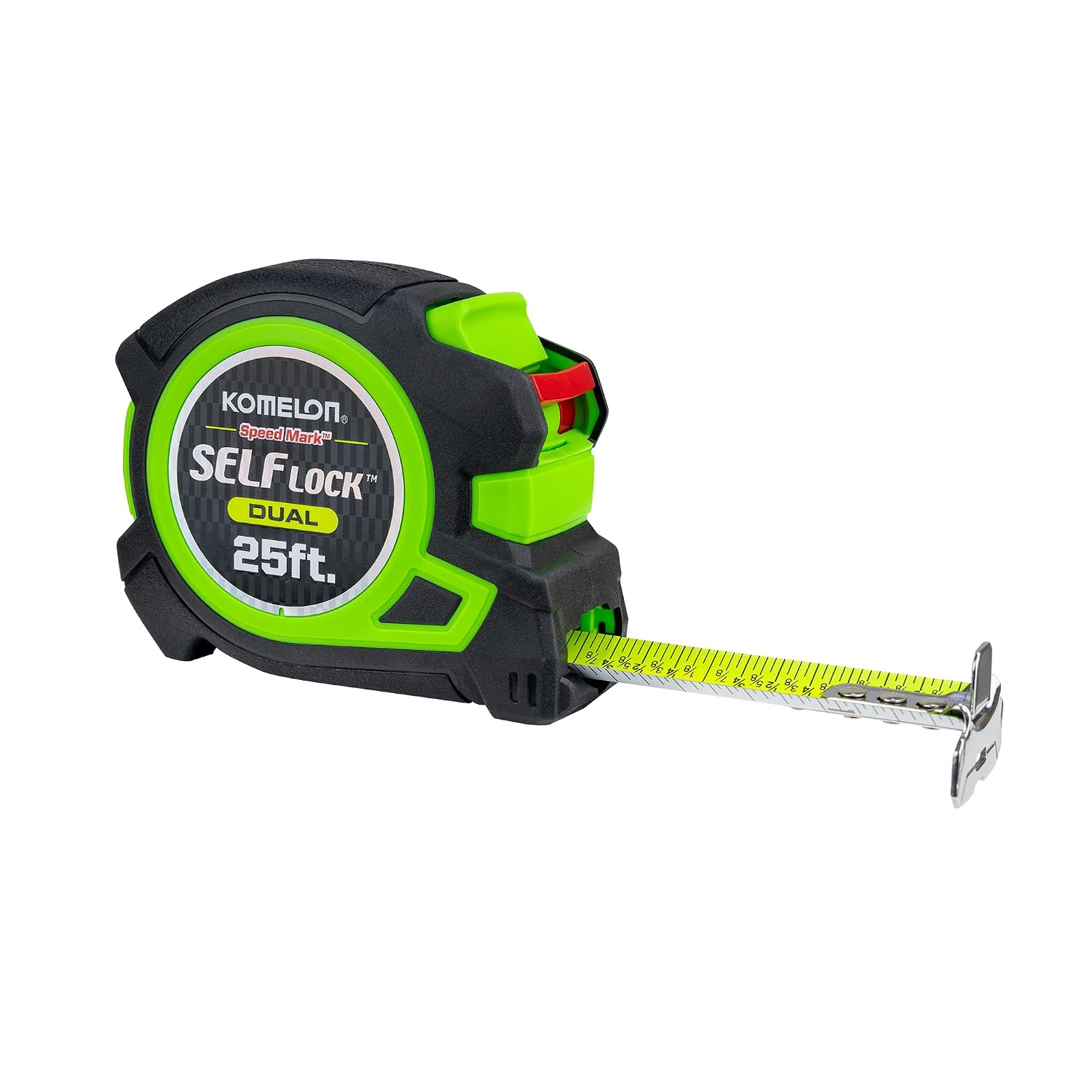 Komelon 25-Ft Self Lock Dual, auto Lock with Secure Lock Mechanism, Printed Fractions