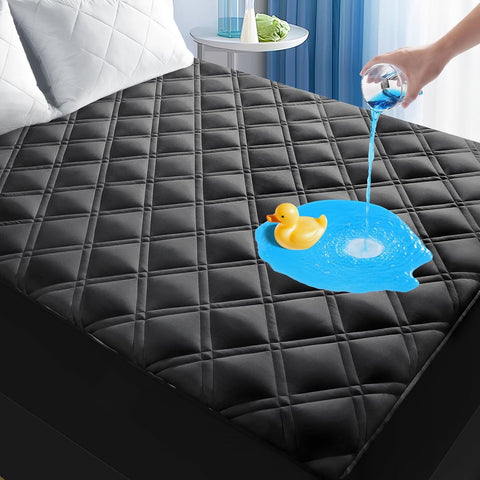 Twin XL Mattress Protector Waterproof, Fitted Deep Pocket 8"-21", Black