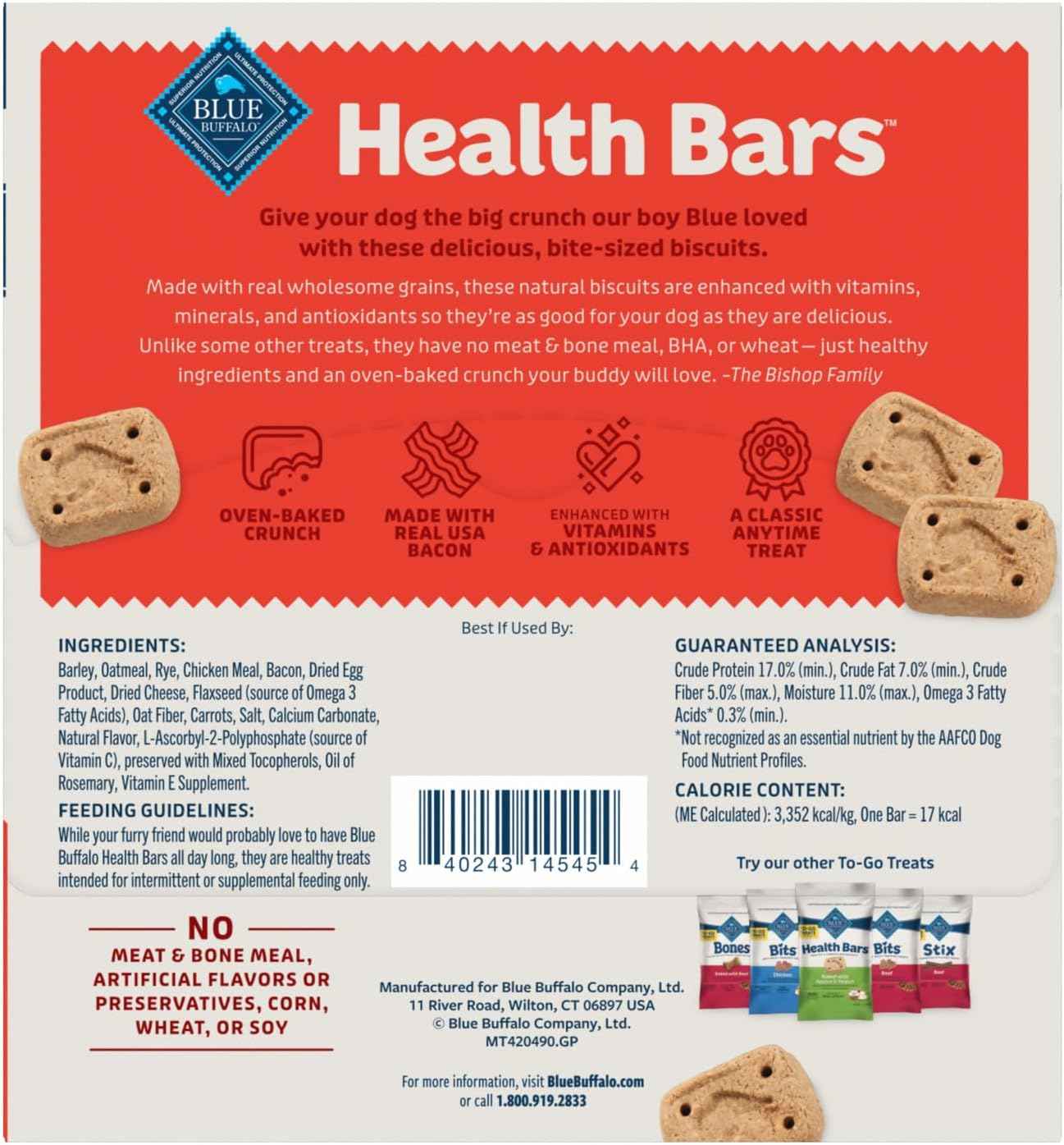 Blue Buffalo Health Bars Bacon Egg & Cheese Mini Dog Biscuits, 12 ct