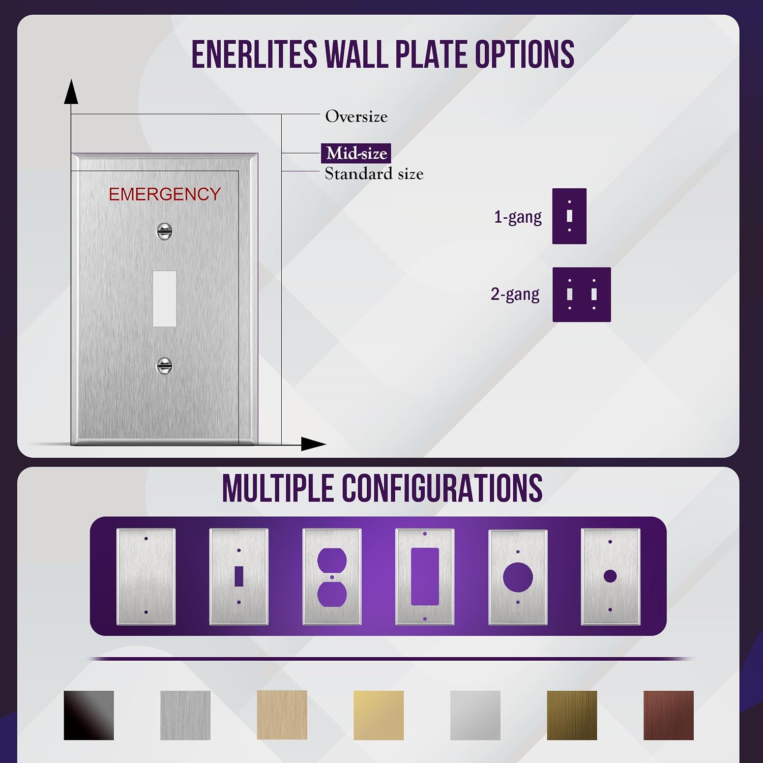 ENERLITES Toggle Switch Metal Cover Plate with Emergency Label, Midsize