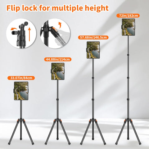 XXZU 72in Tablet Floor Stand Tripod, Aluminum Tablet Stand Holder for iPad