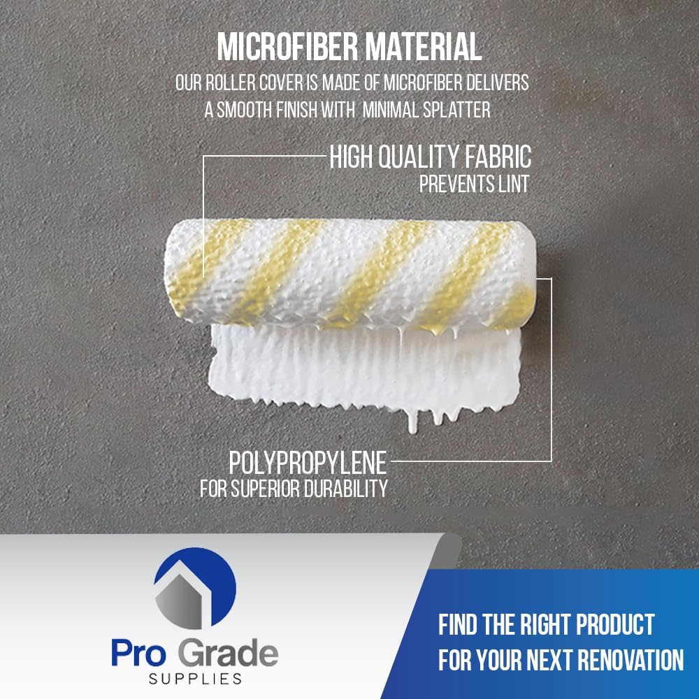 Pro Grade Paint Roller Covers, 9 Inch, 1/2 Inch Microfiber Nap, 5 Pack