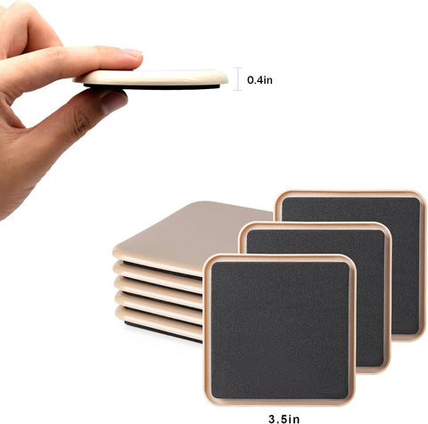 8 Pcs 3 1/2'' Furniture Sliders Pads for Hardwood Floors（Square）