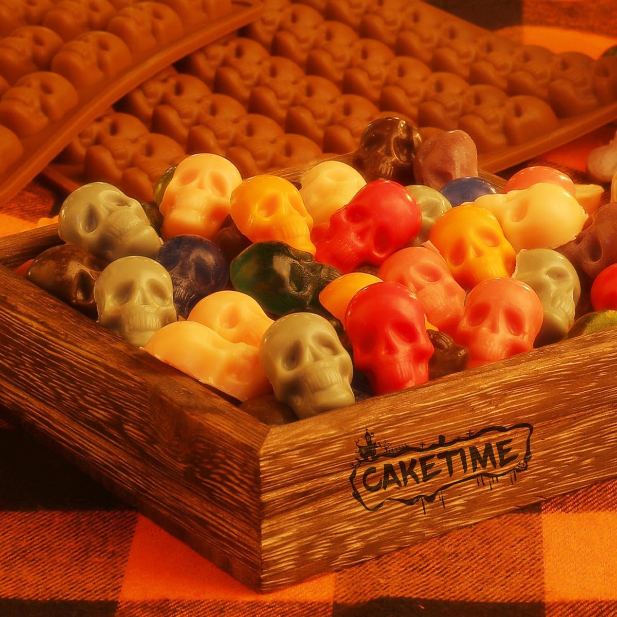 Skull Silicone Molds, Halloween Gummy Chocolate Molds 4 Pcs Mini Skull Mold