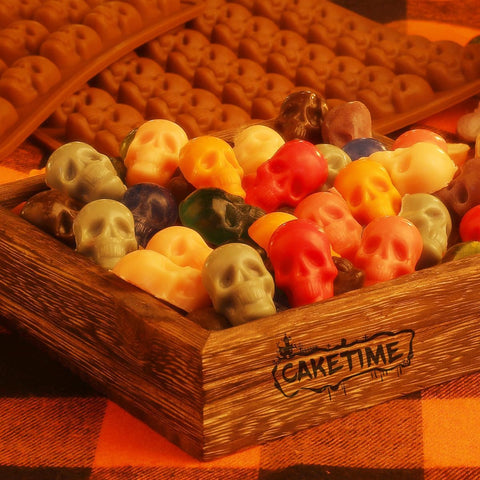 Skull Silicone Molds, Halloween Gummy Chocolate Molds 4 Pcs Mini Skull Mold