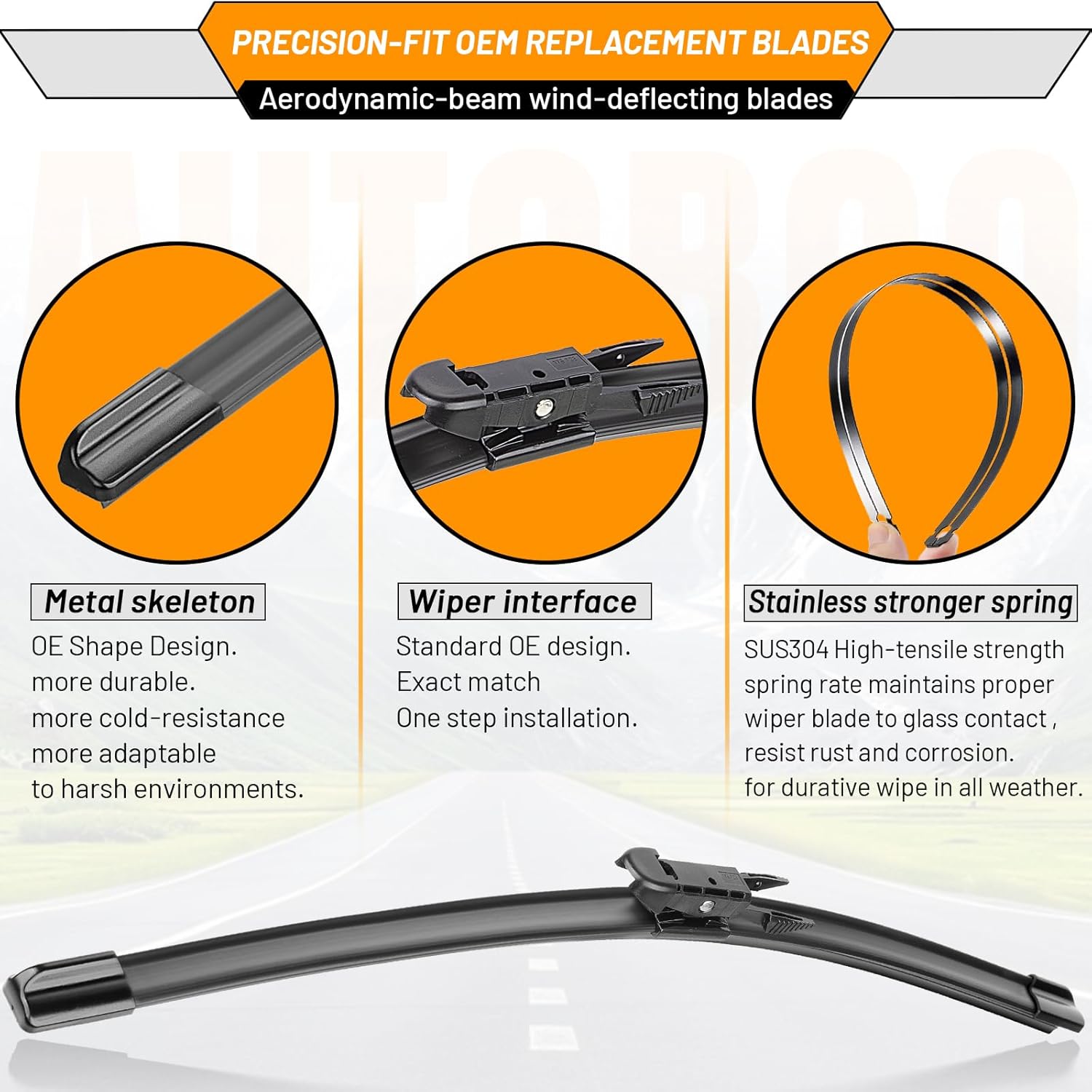 AUTOBOO Windshield Wiper Blade Replacement for Ford Bronco 2021-2025