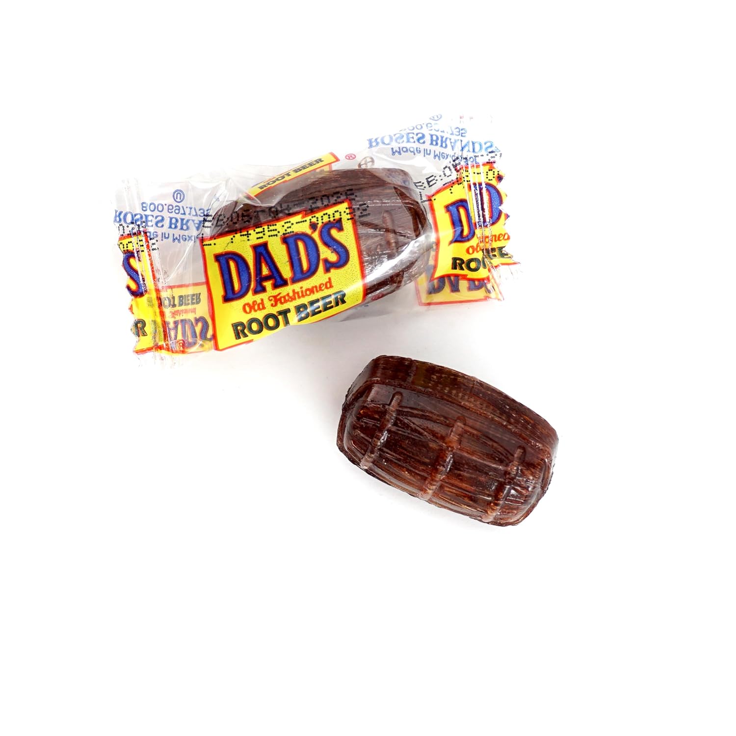 Dad's Root Beer Barrels Hard Candy, 1lb Bulk Bag (Approximately 50 pcs), Rootbeer Candy, Dads Root Beer Barrels, The Hampton Popcorn & Candy Company