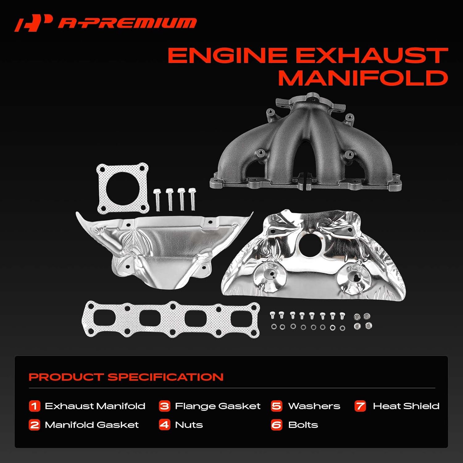A-Premium L4 Exhaust Manifold Kit W/Gaskets & Hardware