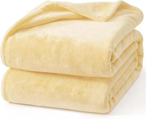 Hansleep Queen Bright Yellow Fleece Blanket, Soft Flannel Bed Blanket