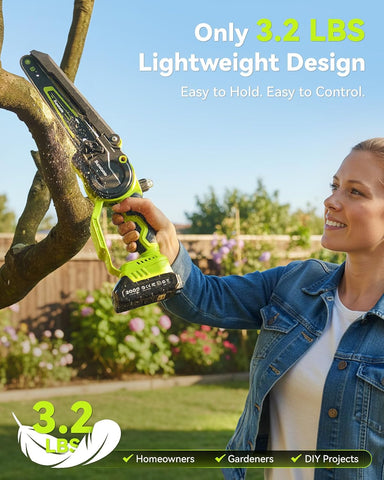 Mini Chainsaw Cordless, 8 Inch & 6 Inch Electric Chainsaw Battery Powered, 1000W Brushless Handheld Power Chain Saw with 2 Batteries, Small Tree Saw for Branch Trimming Wood Cutting