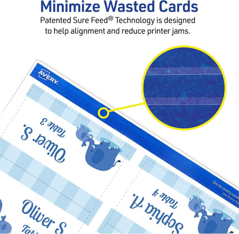 Avery Printable Tent Cards with Sure Feed Technology, 2" x 3.5", Matte White, 2-Pack, Total of 320 Blank Place Cards for Laser or Inkjet Printers (5812)