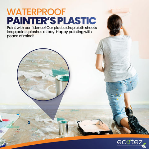 6 Pack 12 x 9 ft Extra Large Plastic Drop Cloth for Painting