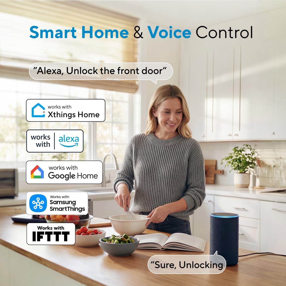 ULTRALOQ U-Bolt WiFi Smart Lock with Door Sensor, App Remote Access
