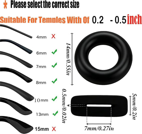 MOLDERP Glasses Ear Grip, Silicone Ear Hook & Ear Grippers, Anti-Slip Eyeglasses Temple Sleeve Retainer Holder, Accessories for Sports Glasses, Sunglasses, Reading Glasses, 12 Pairs (Black,Clear)