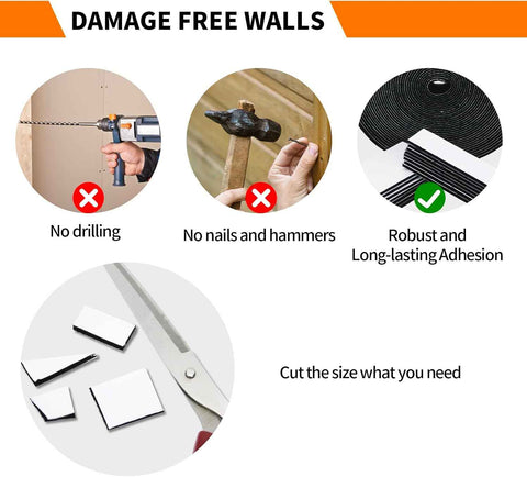 20Pack Hook Loop Tape Heavy Duty, 1x4inch Double Sided Fastener Mounting Strips Reusable Strong Adhesive Interlocking Mounting Tape for Fabric Home Carpet Rug Poster