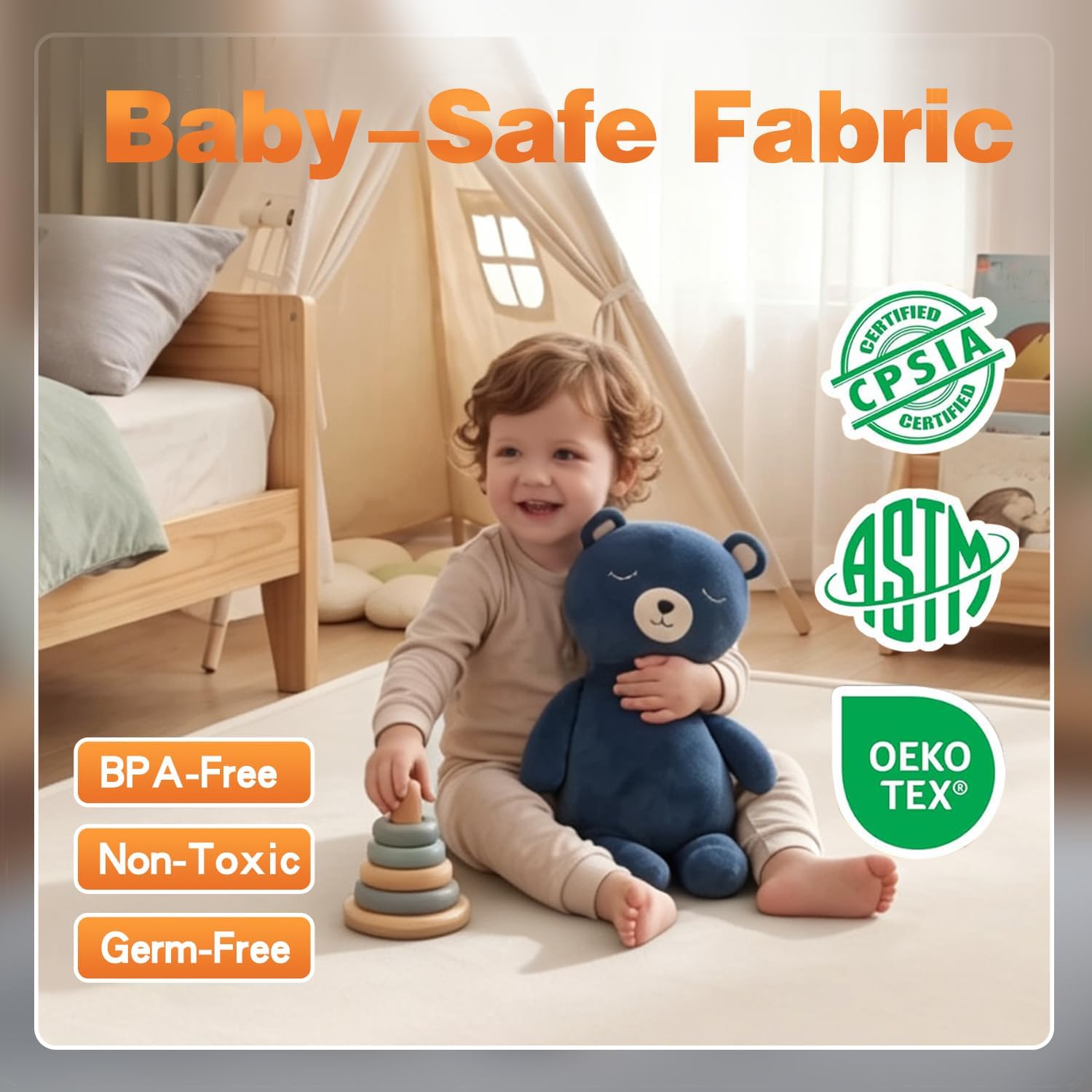 Ultra Soft Play Mat for Floor, 59"×79" Playpen Mat, 1.3" Thick Memory Foam, Non-Slip Tummy Time Mat for Infants, Toddlers, and Kids – Water-Repellent Coral Velvet, Easy Care