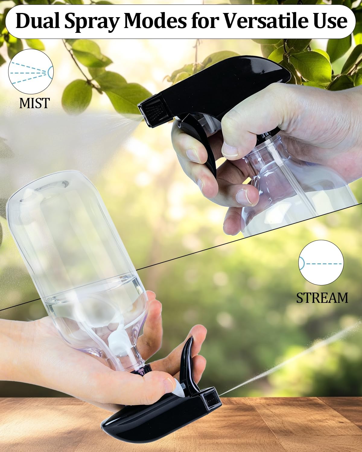 2 Pack 16oz Spray Bottles with Adjustable Spray Nozzles for Cleaning