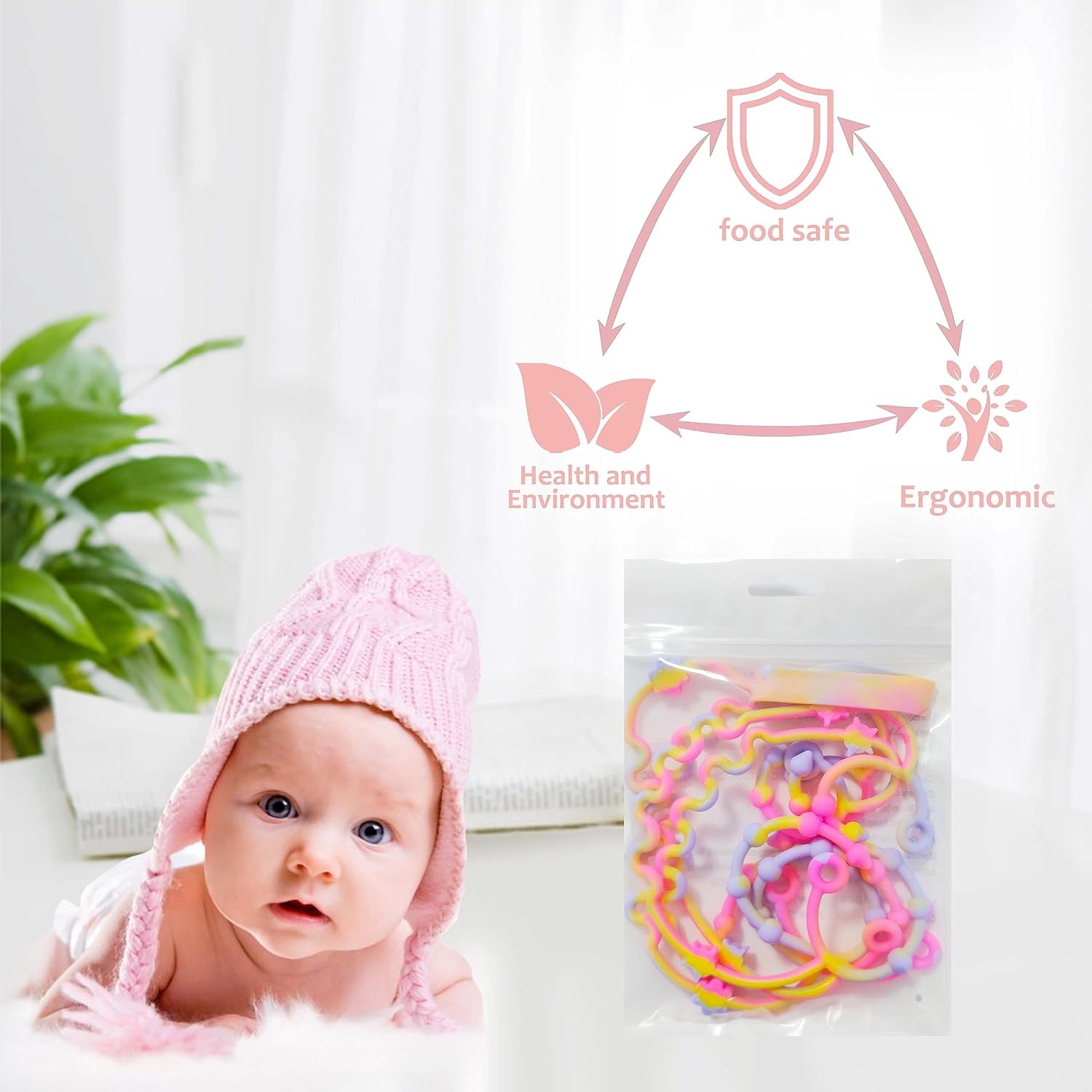 RTMOK Toy Straps for Baby,Silicone Setpacifier Clip,Applies to Car Seat Toy,Teether Toy,High Chair,Stroller Accessories,Baby Toy Clips,Cribs,Rocking Chair