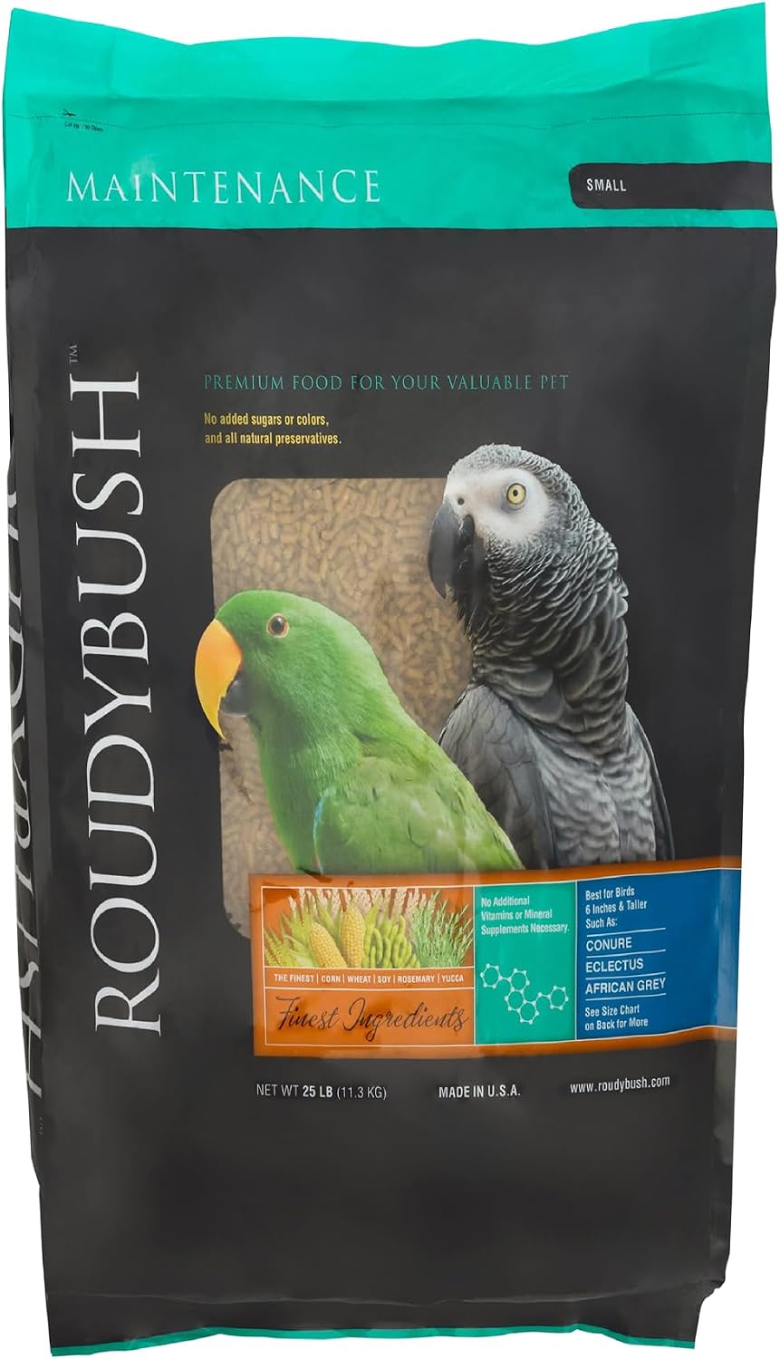 RoudyBush Daily Maintenance Food for Birds - Scientifically Formulated Bird Feed - Bird Food Pellets w/Corn, Wheat, Soy & More - Nutritious & Healthy Feed for Birds (Small, 25lb)