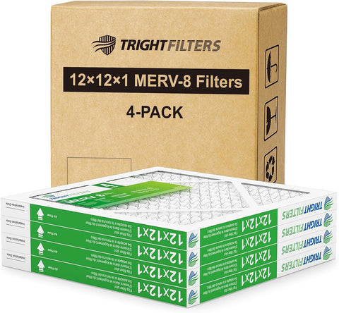 TRIGHTFILTERS 12x12x1 Air Filter 4 Pack, MERV 8 Pleated HVAC Furnace Filter