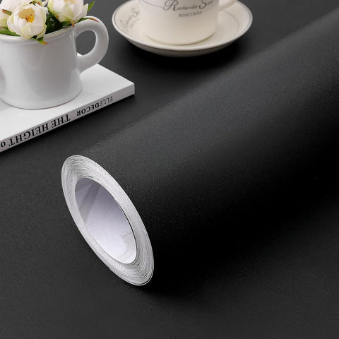 Peel and Stick Wallpaper Black Contact Paper for Cabinets and Drawers