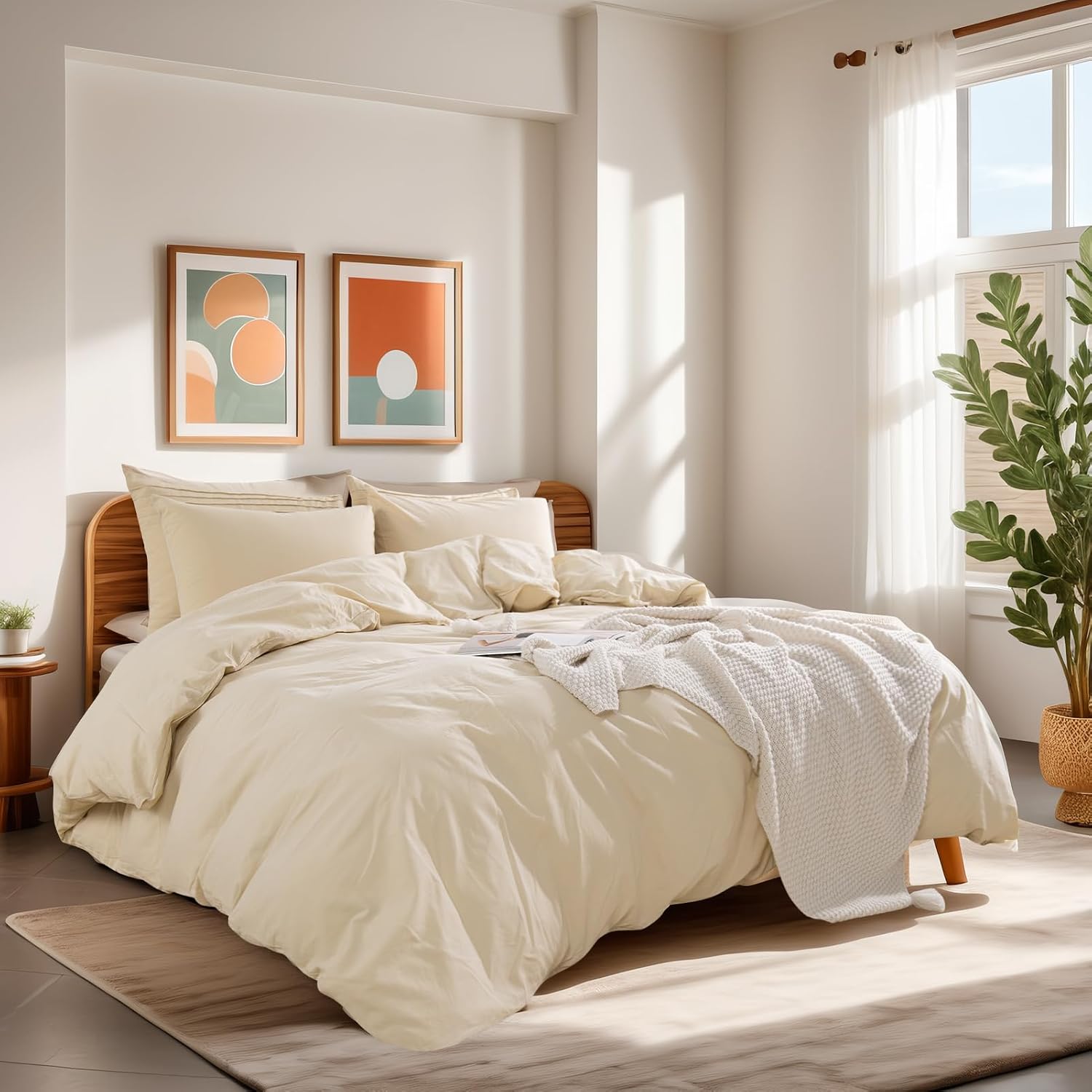 NEXHOME PRO Duvet Cover Twin XL 100% Washed Cotton, Breathable, Durable, Textured, Linen Like, Home Bedding Set 68"x90"