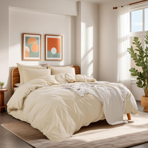 NEXHOME PRO Duvet Cover Twin XL 100% Washed Cotton, Breathable, Durable, Textured, Linen Like, Home Bedding Set 68"x90"