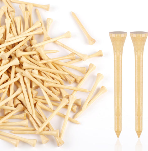 Guirnd 150PCS Professional Wooden Golf Tees 2 3/4 inch Biodegradable Bamboo Golf Tees, Stable and Reliable, Available in Natural Color