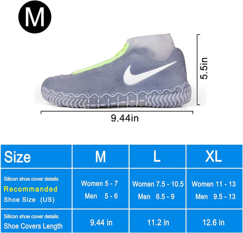 Shiwely Silicone Waterproof Shoe Covers, Upgrade Reusable Overshoes with Zipper, Resistant Rain Boots Non-Slip Washable Protection for Women, Men (M (Women 5-7, Men 5-6), White)