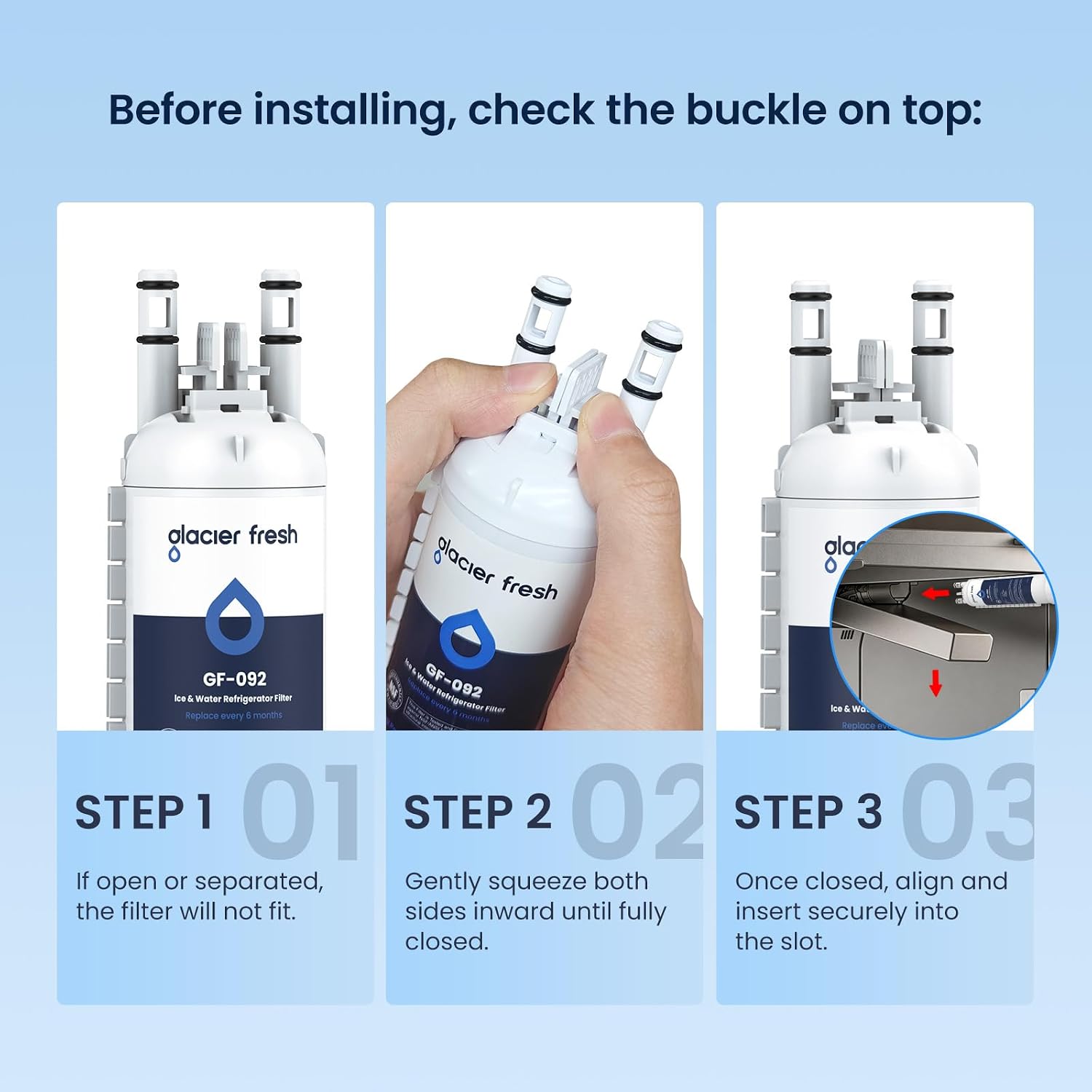 GLACIER FRESH FPPWFU01 Frigidaire PurePour Water Filter Replacement, 3 Pack