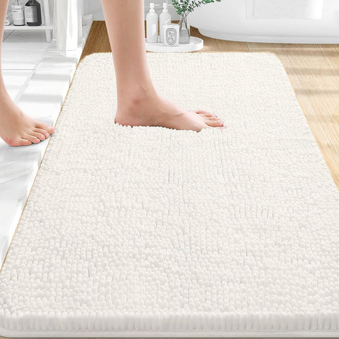 OLANLY Small Bathroom Rugs 30x18, Extra Soft Absorbent Chenille Bath Rugs