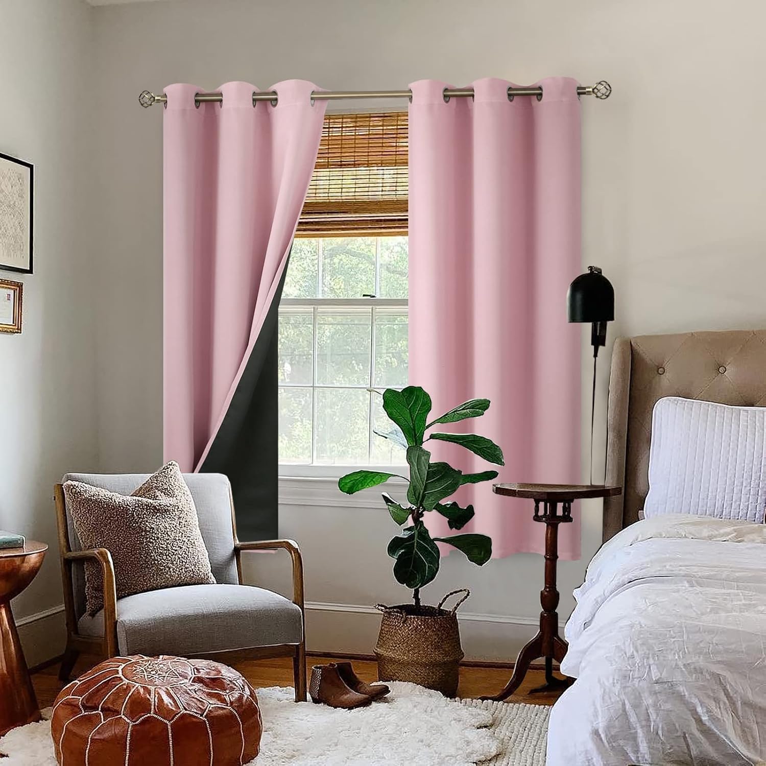 BGment Baby Pink Blackout Curtains for Girls Bedroom 38 x 63 Inch 2 Panels
