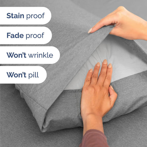 Cal King Size 4 Piece Sheet Set - Breathable & Cooling - Heathered Grey