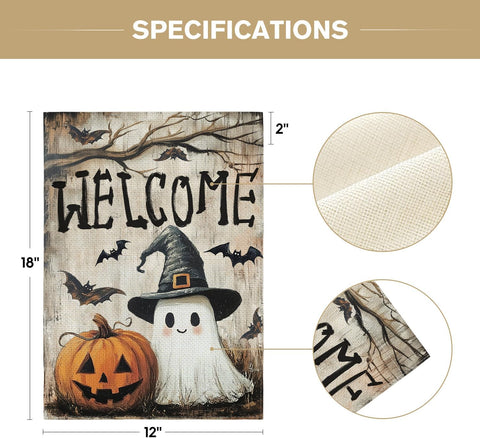 AVOIN colorlife Welcome Halloween for Outside Garden Flag 12x18 Inch