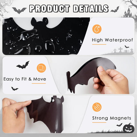 Halloween Garage Door Decorations Outdoor Magnetic Bats with Glowing Eyes