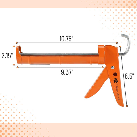 Bates- Caulking Gun, 10:1 Thrust Ratio, Orange, No Drip Sealant Gun