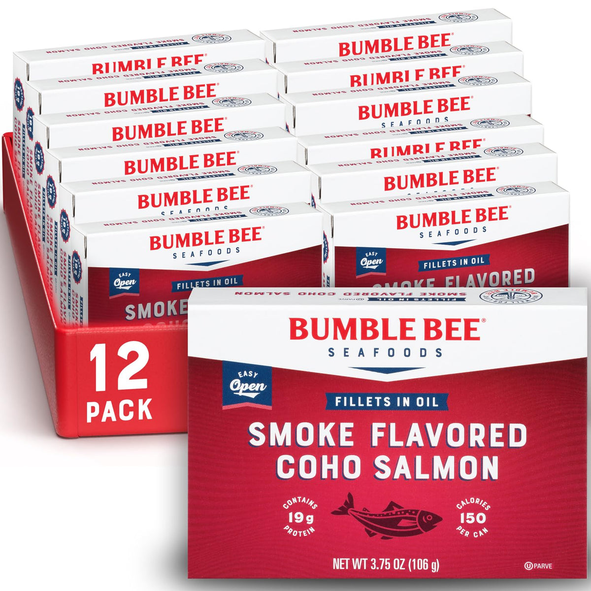 Bumble Bee Smoked Red Coho Salmon Fillets in Oil, 3.75 oz (Pack of 12)