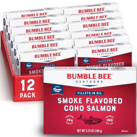 Bumble Bee Smoked Red Coho Salmon Fillets in Oil, 3.75 oz (Pack of 12)