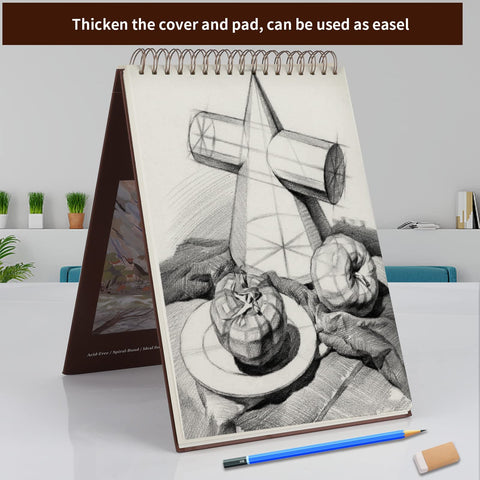 Mixed Media Sketchbook 9" x 12", 60 Sheets Each (98lb/160gsm), 2 Pack, Heavyweight Drawing Papers, Top Spiral Bound Hardcover Sketchbook, for Wet and Dry Media, Drawing, Painting