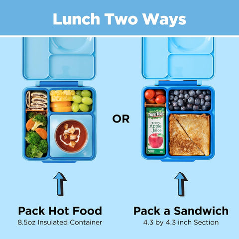 Omie OmieBox Kids Insulated Leakproof Bento Lunch Box with Food Jar (Blue Sky) (Pack of 2)