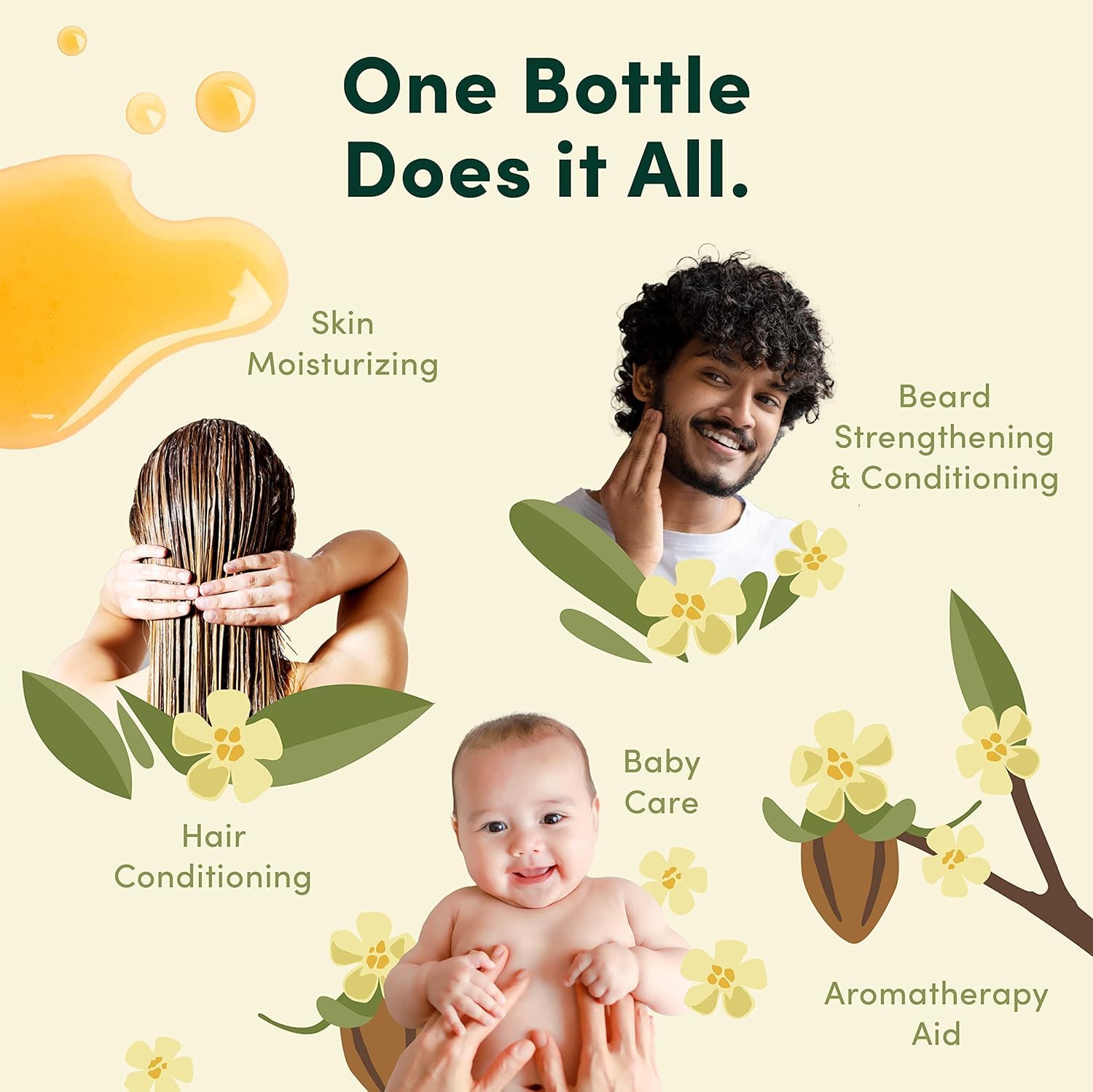 HobaCare Jojoba Baby Oil with Pump Dispenser – 100% Pure Natural Unrefined Unscented Cold-Pressed Jojoba Oil for Baby Hair, Infant Skin, Cradle Care & Body Moisture (4.22 fl oz)