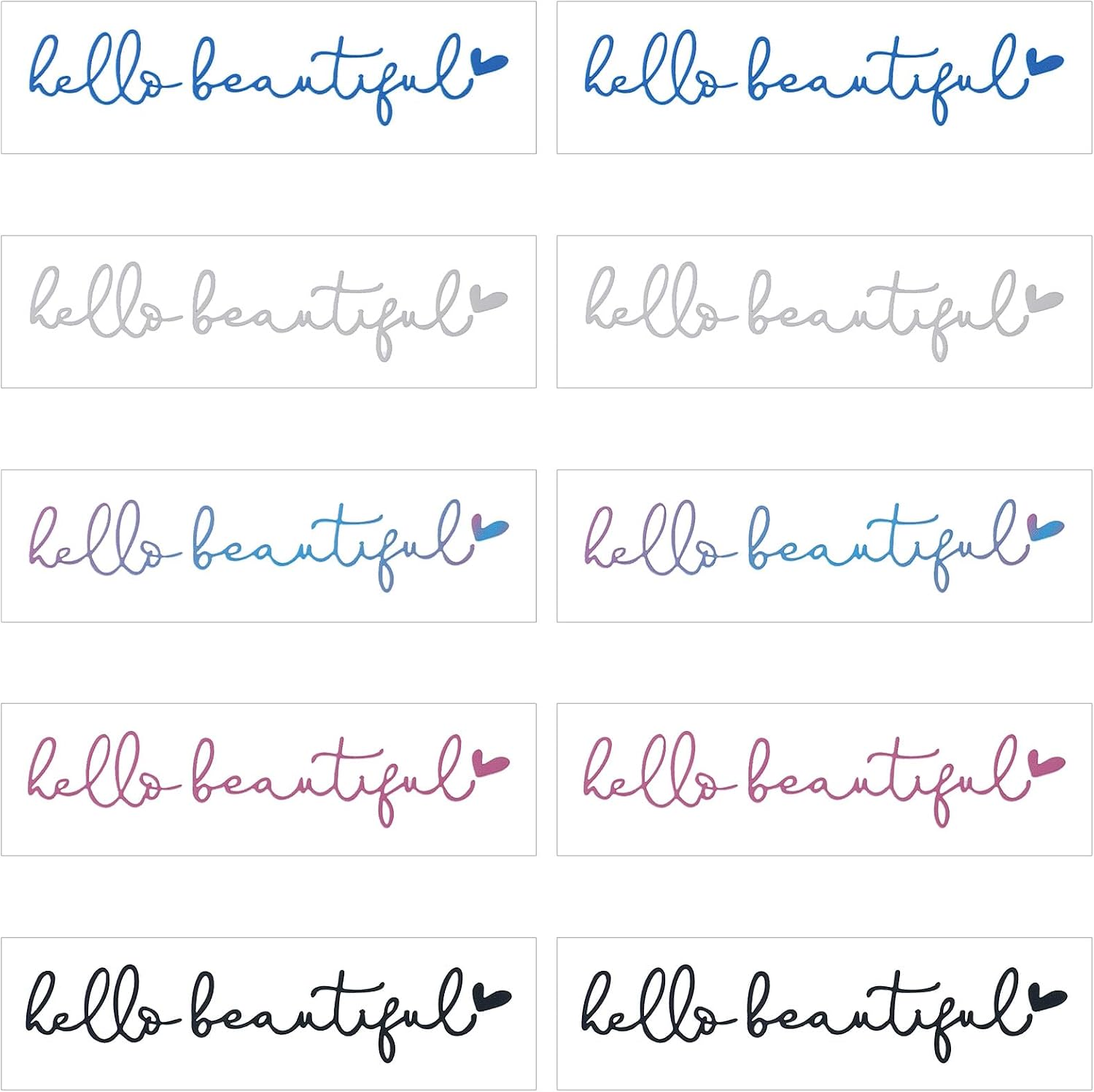 Hello Beautiful Mirror Decal, 10Pcs, Rearview Mirror Sticker