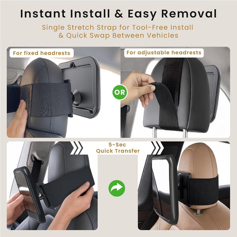 Car Mirror for Baby, Car Seat Mirror for Tesla, Fixed &Adjustable Headrests