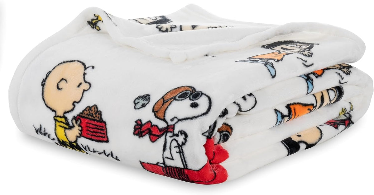 Berkshire Blanket Peanuts® VelvetLoft® Cute Character Snoopy Plush Blanket,Peanuts Stripe Multi,Twin 60 in x 90 in (Official Peanuts® Product)
