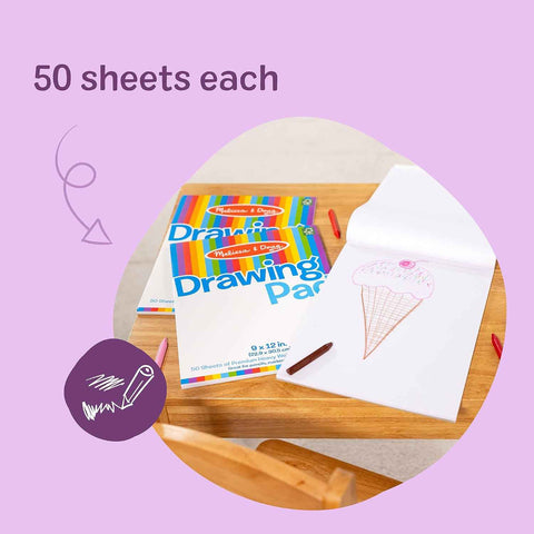 Melissa & Doug Drawing Paper, Sketch Pad, 3-Pack Bundle for Coloring, Writing or Painting (9 x 12 inches) - 50 Sheets Each, Kids Drawing Pad & Art Supplies for Kids Ages 3+ - FSC Certified