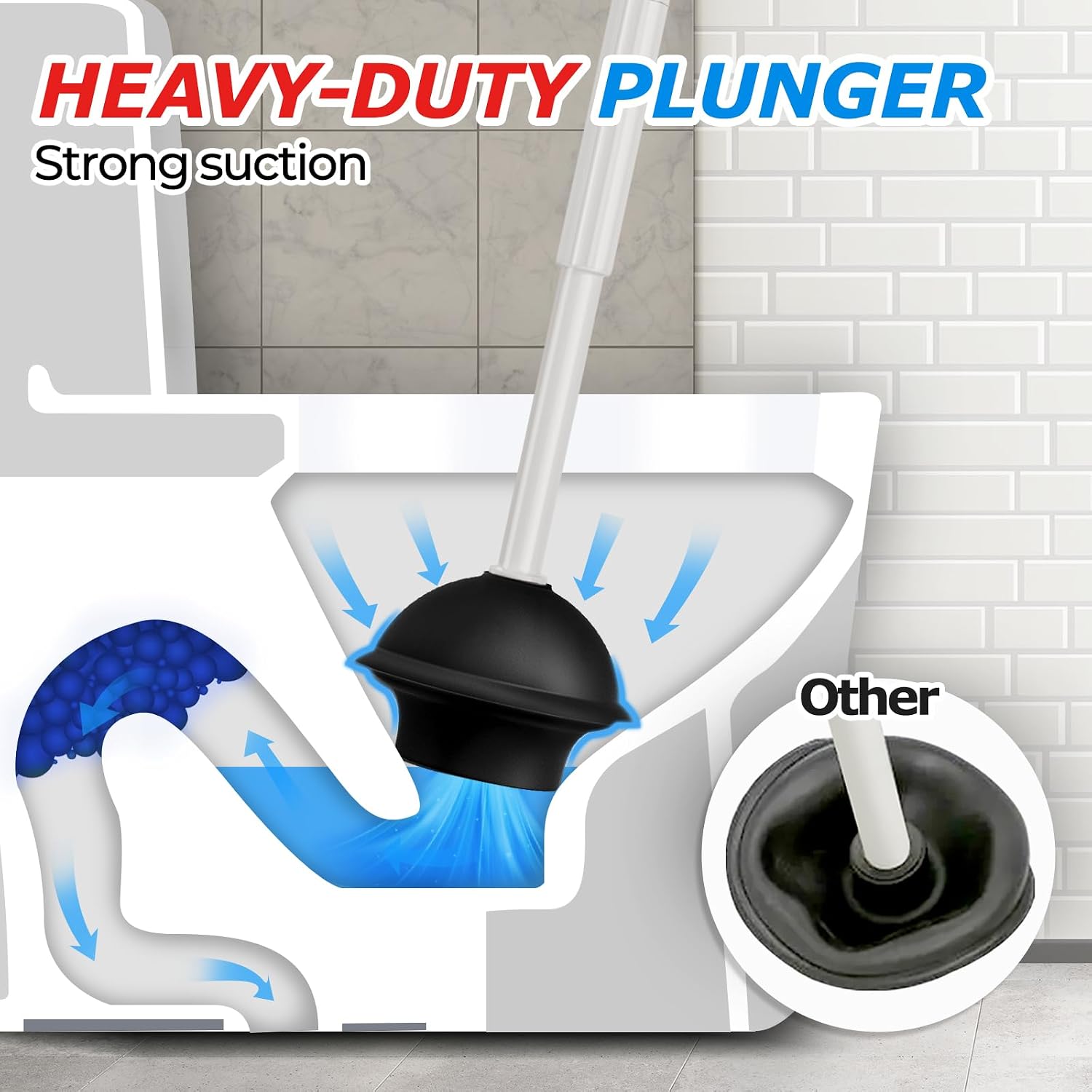 FORASTO 2Pack 3in1 Toilet Brush and Plunger Set - Bathroom Bowl Holder Kit
