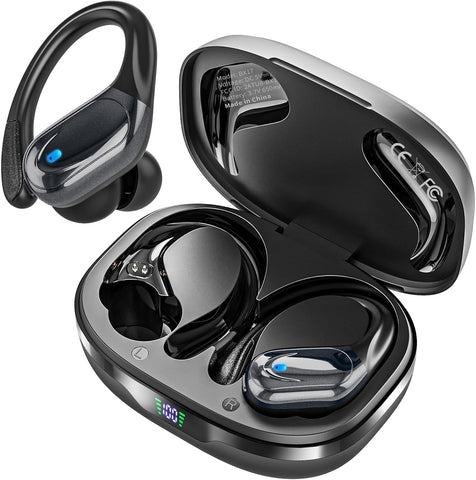 HAOYUYAN Wireless Earbuds, Sports Bluetooth Headphones, 80Hrs Playtime Ear Buds with LED Power Display, Noise Canceling Headset, IPX7 Waterproof Earphones for Workout/Running
