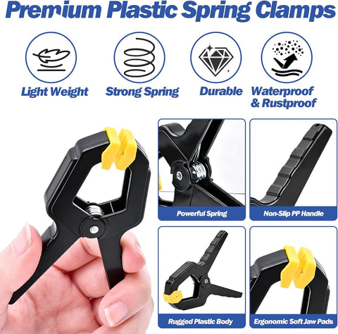 14 Pack Spring Clamps, 3.5 inch Heavy Duty Clips Plastic Spring Clip, Backdrop Clips Balloon Arch Clip Hanging Clamp Wood Clamps for Woodworking, Tarp, Crafts, Small Clamp for Backdrop Stand, Home