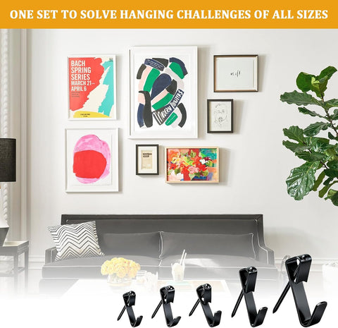 KURUI 214Pcs Picture Hanging Hooks, Renter Friendly Picture Hanging Kit with Heavy Duty Picture Hangers and Hardware Nails, for Frame, Painting, Art and Photo, on Drywall,Plaster, and Wood Wall
